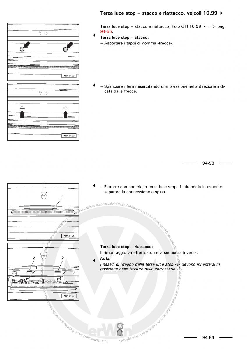 VW Polo servizio assistenza informazione tecnica / page 132