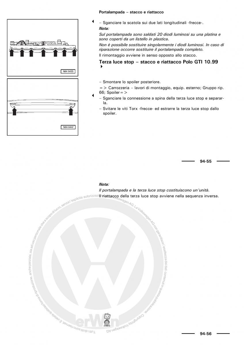 VW Polo servizio assistenza informazione tecnica / page 133