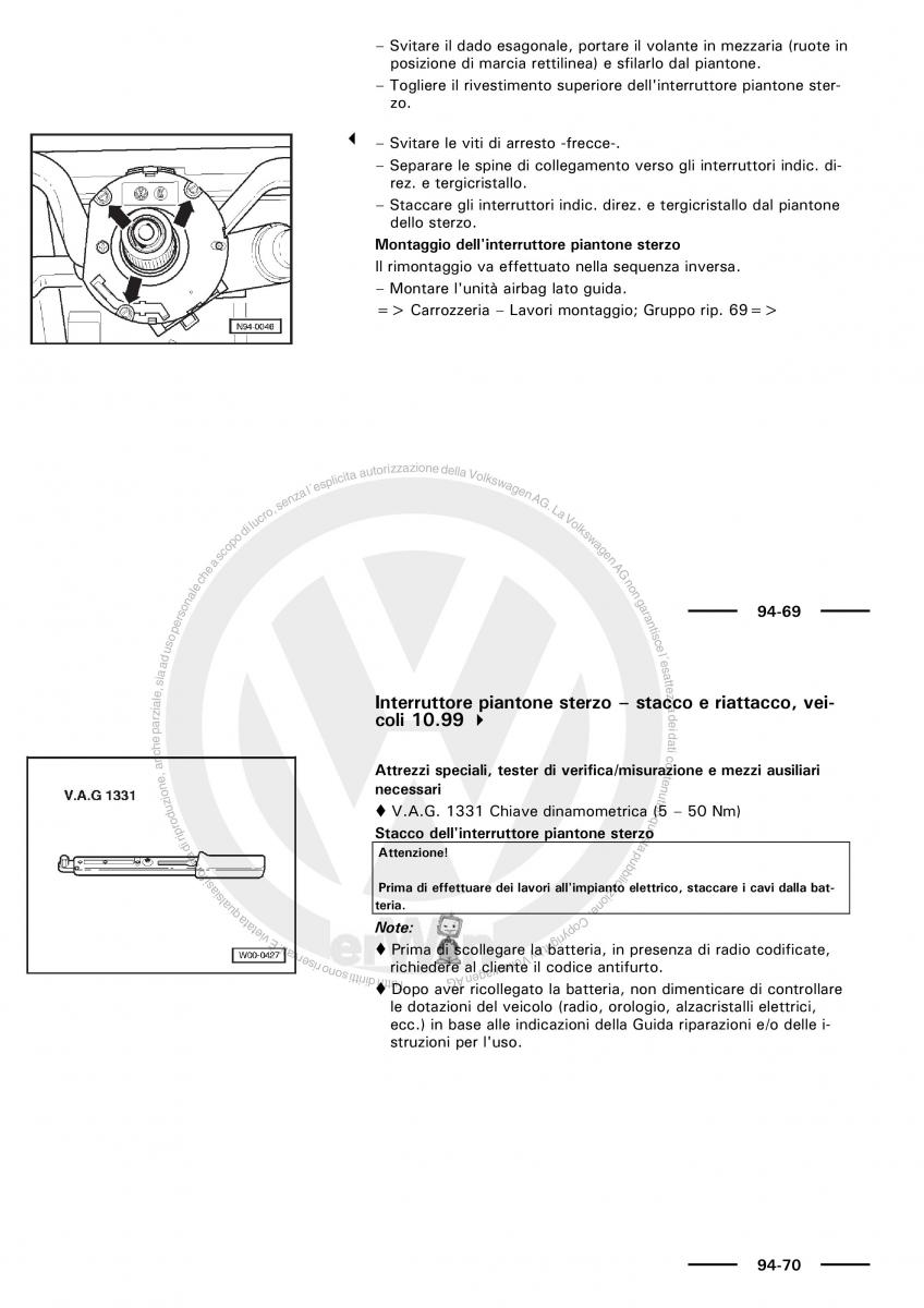 VW Polo servizio assistenza informazione tecnica / page 140