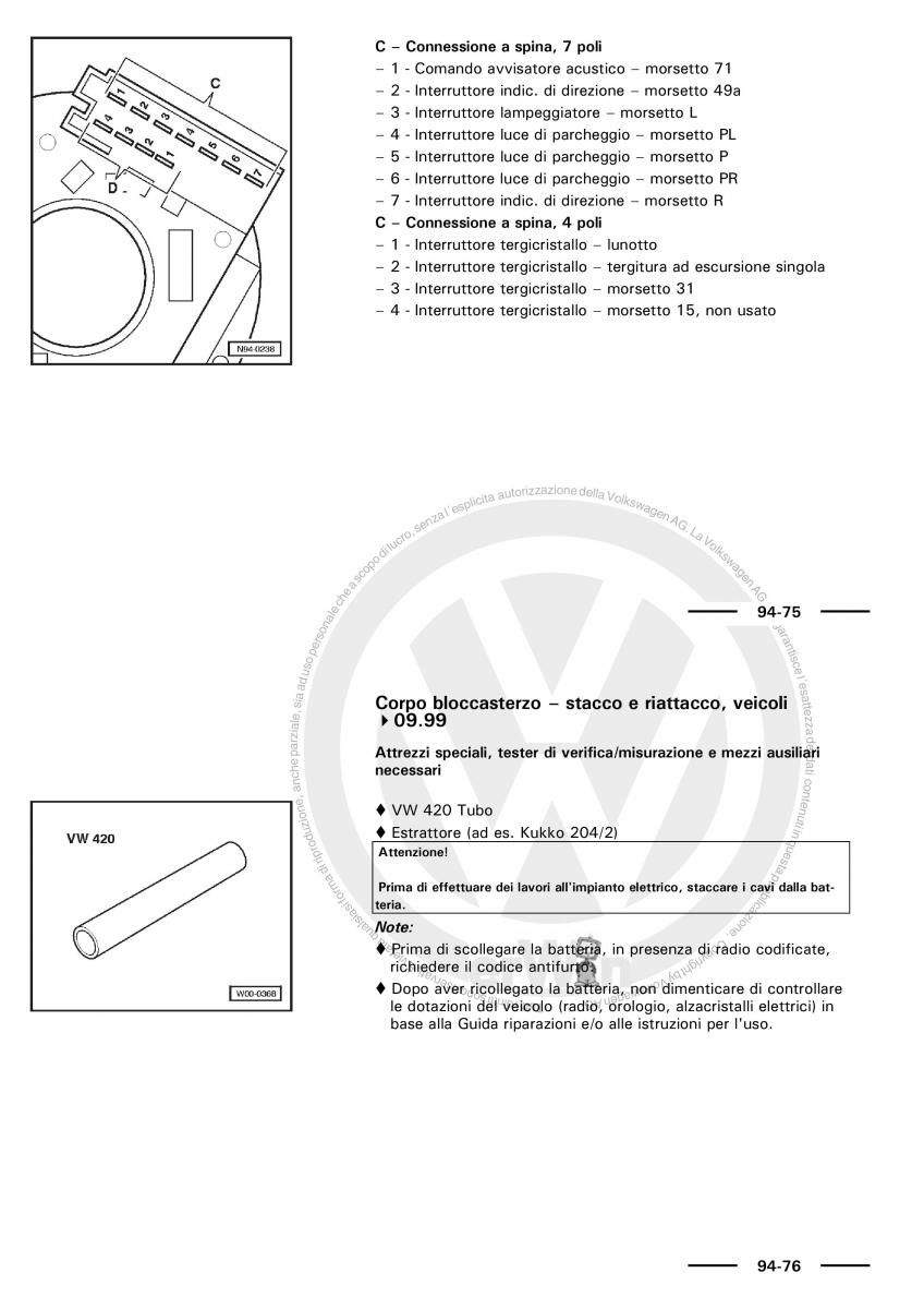 VW Polo servizio assistenza informazione tecnica / page 143