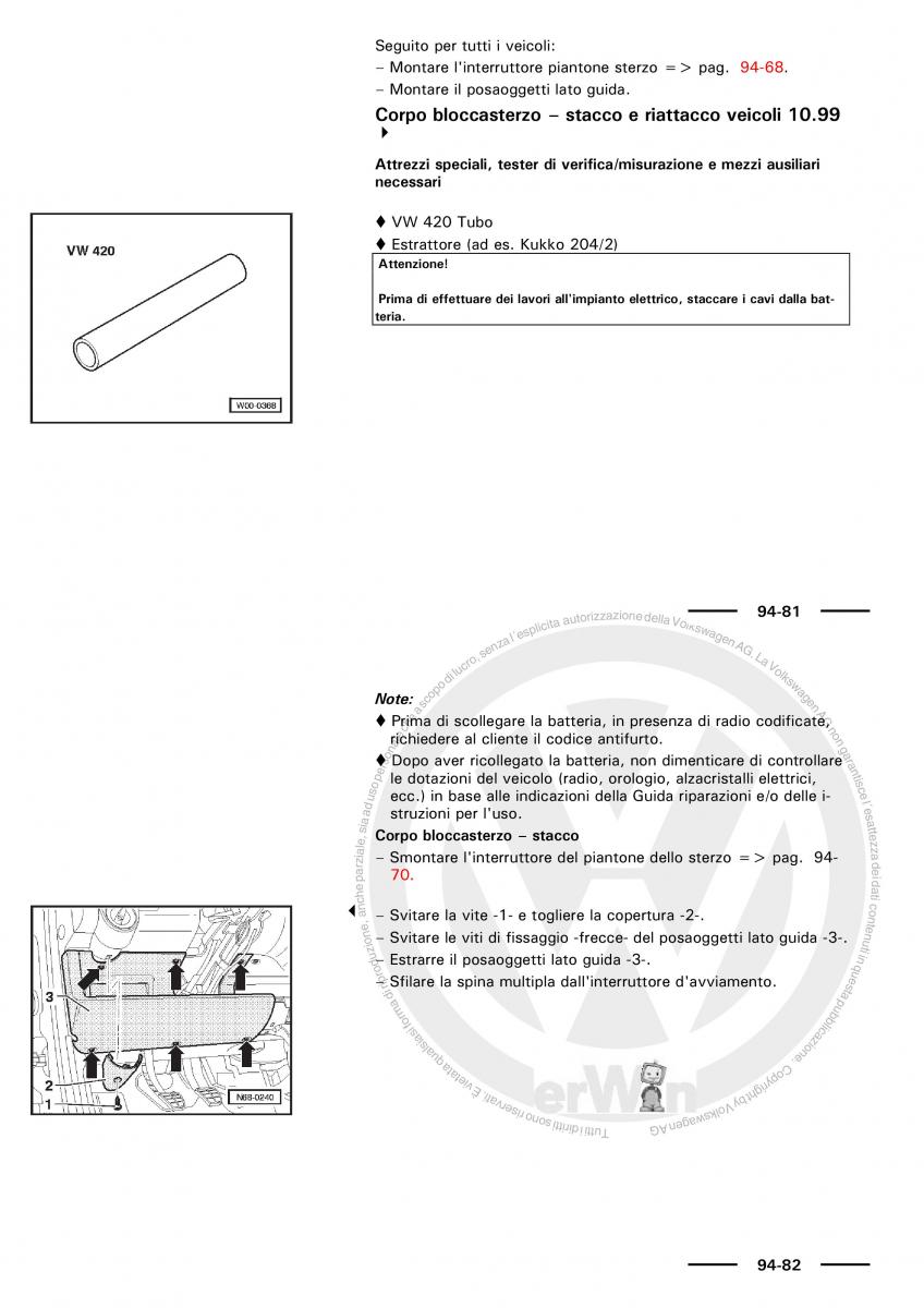 VW Polo servizio assistenza informazione tecnica / page 146