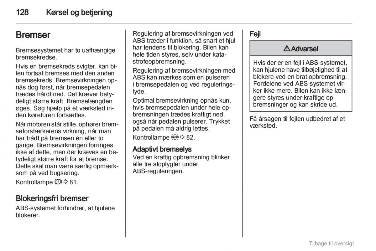 Opel Astra J IV 4 ejere handbog / page 128