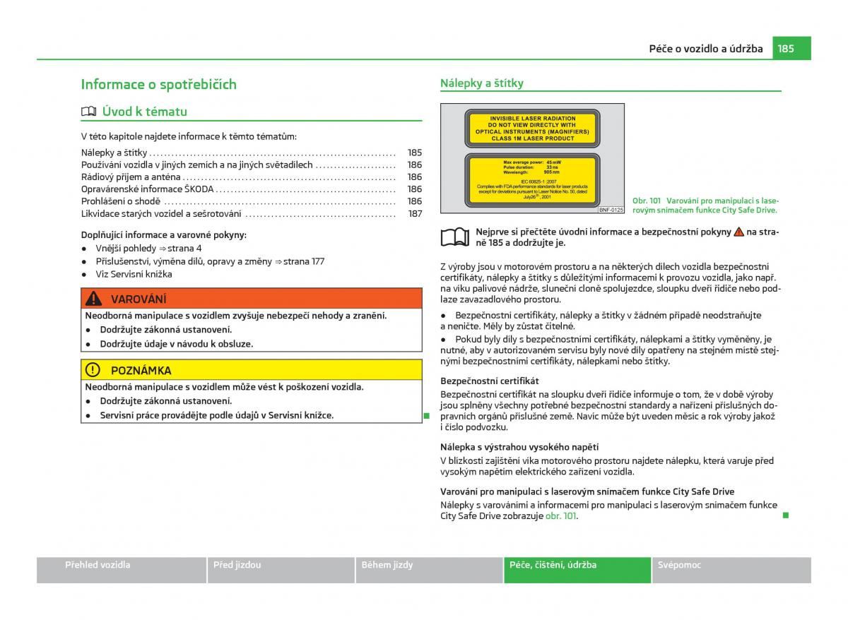 Skoda Citigo navod k obsludze / page 186