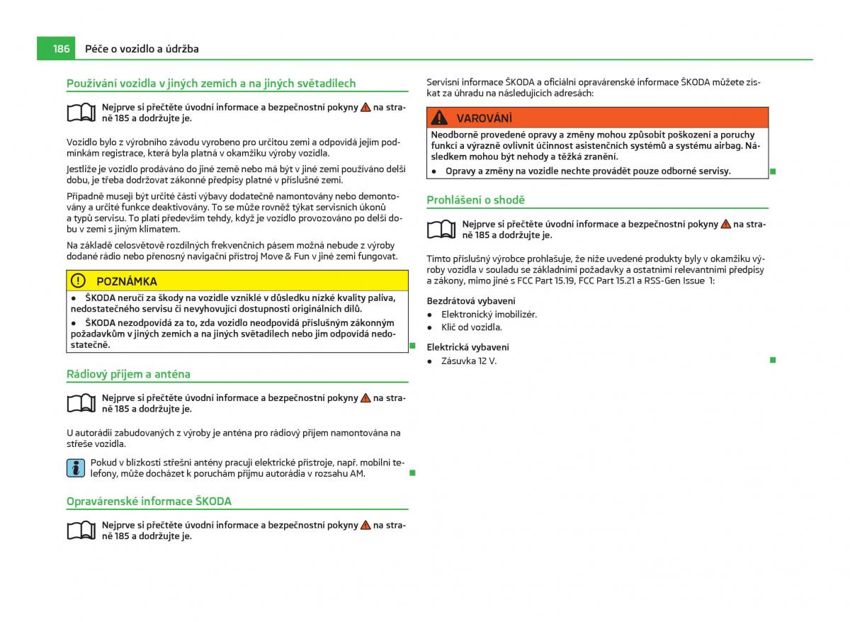 Skoda Citigo navod k obsludze / page 187