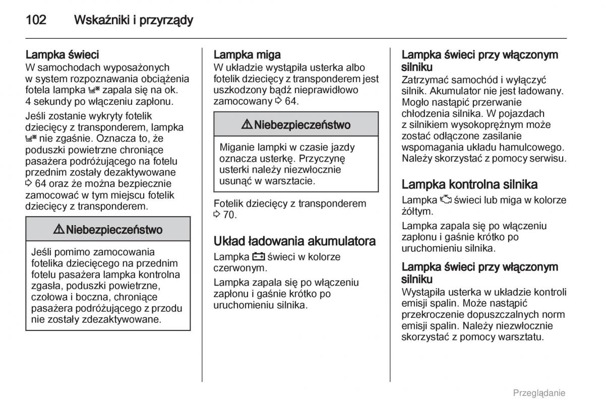 manual  Opel Astra H III 3 instrukcja / page 102