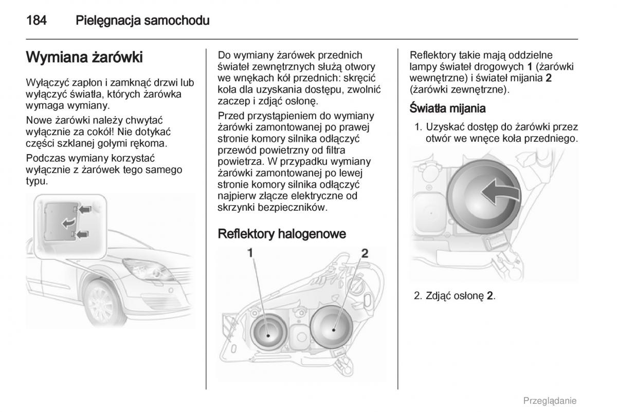 manual  Opel Astra H III 3 instrukcja / page 184