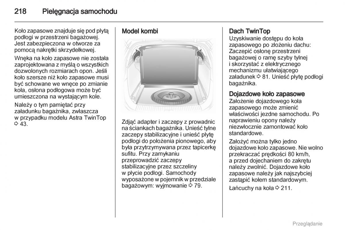 manual  Opel Astra H III 3 instrukcja / page 218