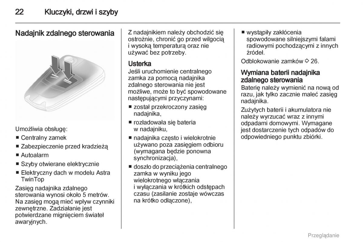 Opel Astra H III 3 instrukcja obslugi / page 22