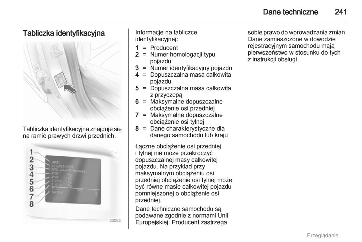 manual  Opel Astra H III 3 instrukcja / page 241