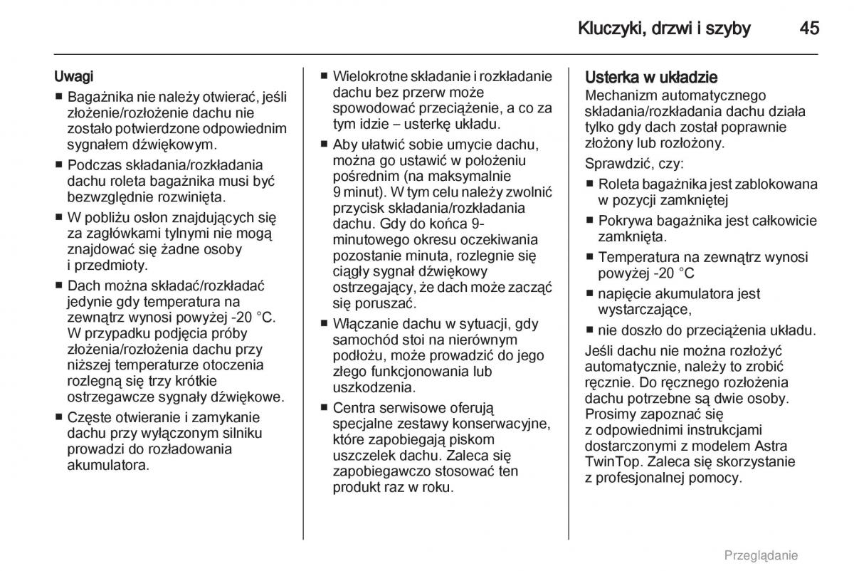 manual  Opel Astra H III 3 instrukcja / page 45