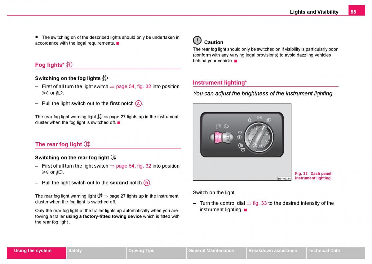 Skoda Fabia I 1 owners manual / page 56