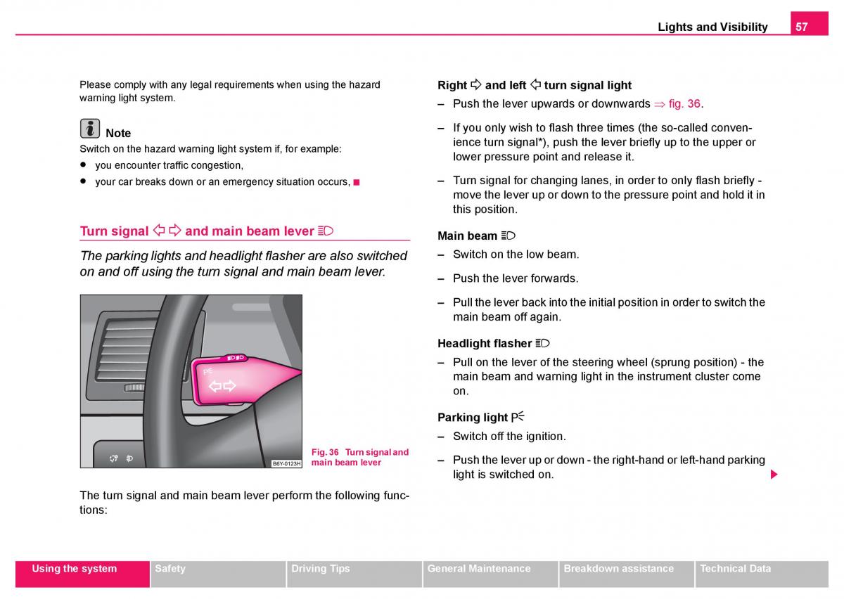 Skoda Fabia I 1 owners manual / page 58