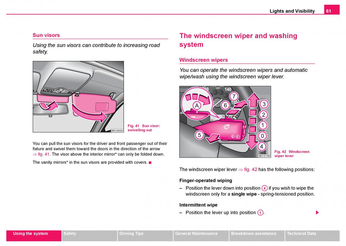 Skoda Fabia I 1 owners manual / page 62