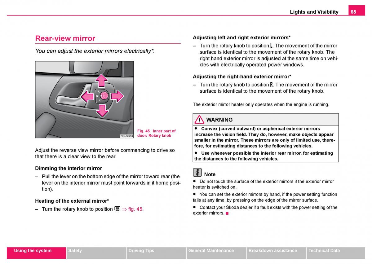 Skoda Fabia I 1 owners manual / page 66