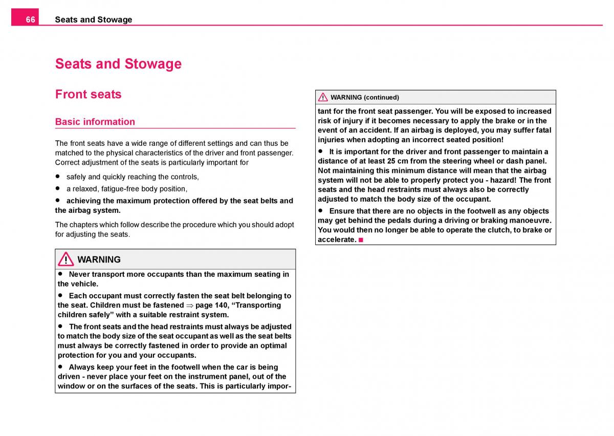 Skoda Fabia I 1 owners manual / page 67