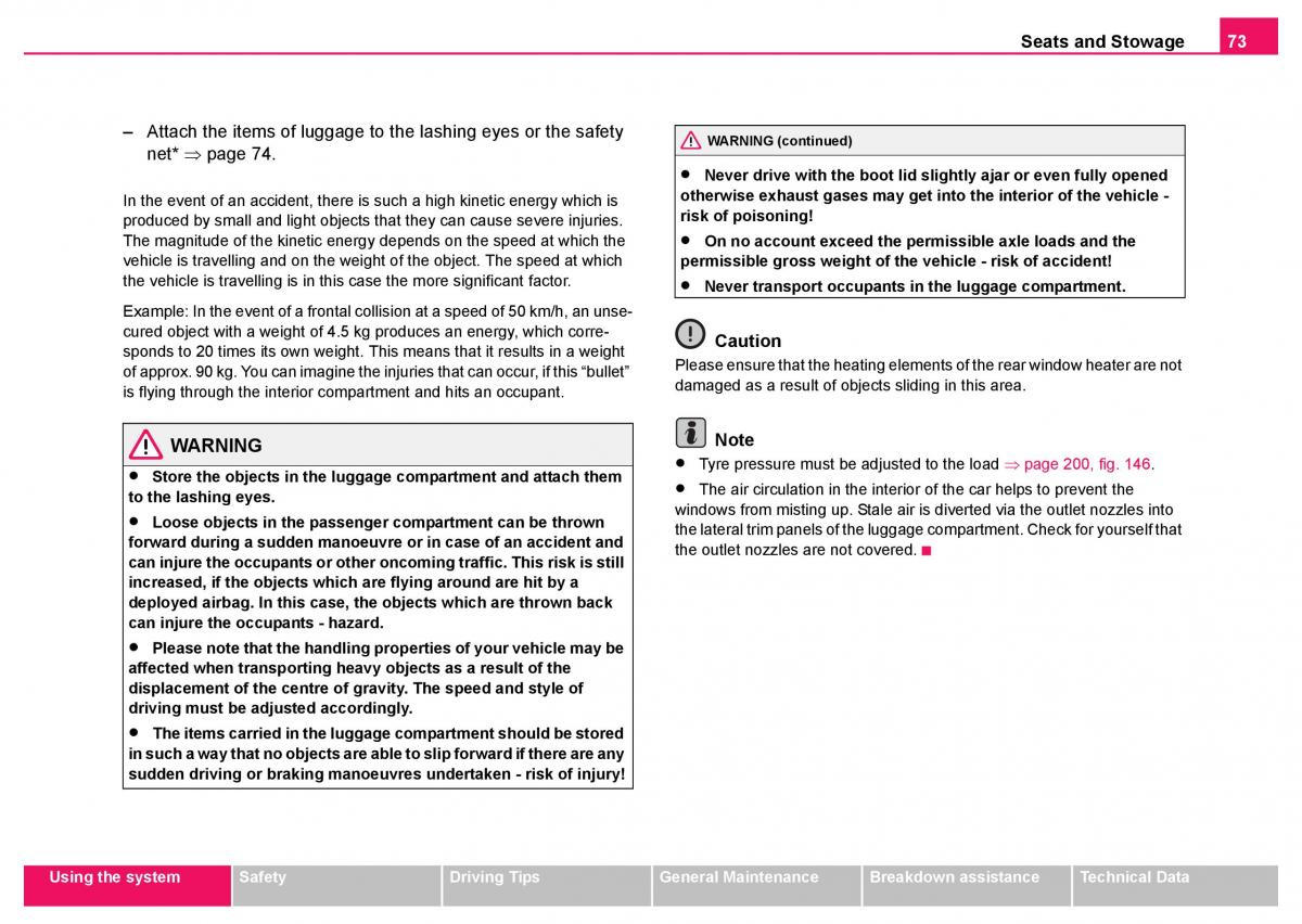 Skoda Fabia I 1 owners manual / page 74