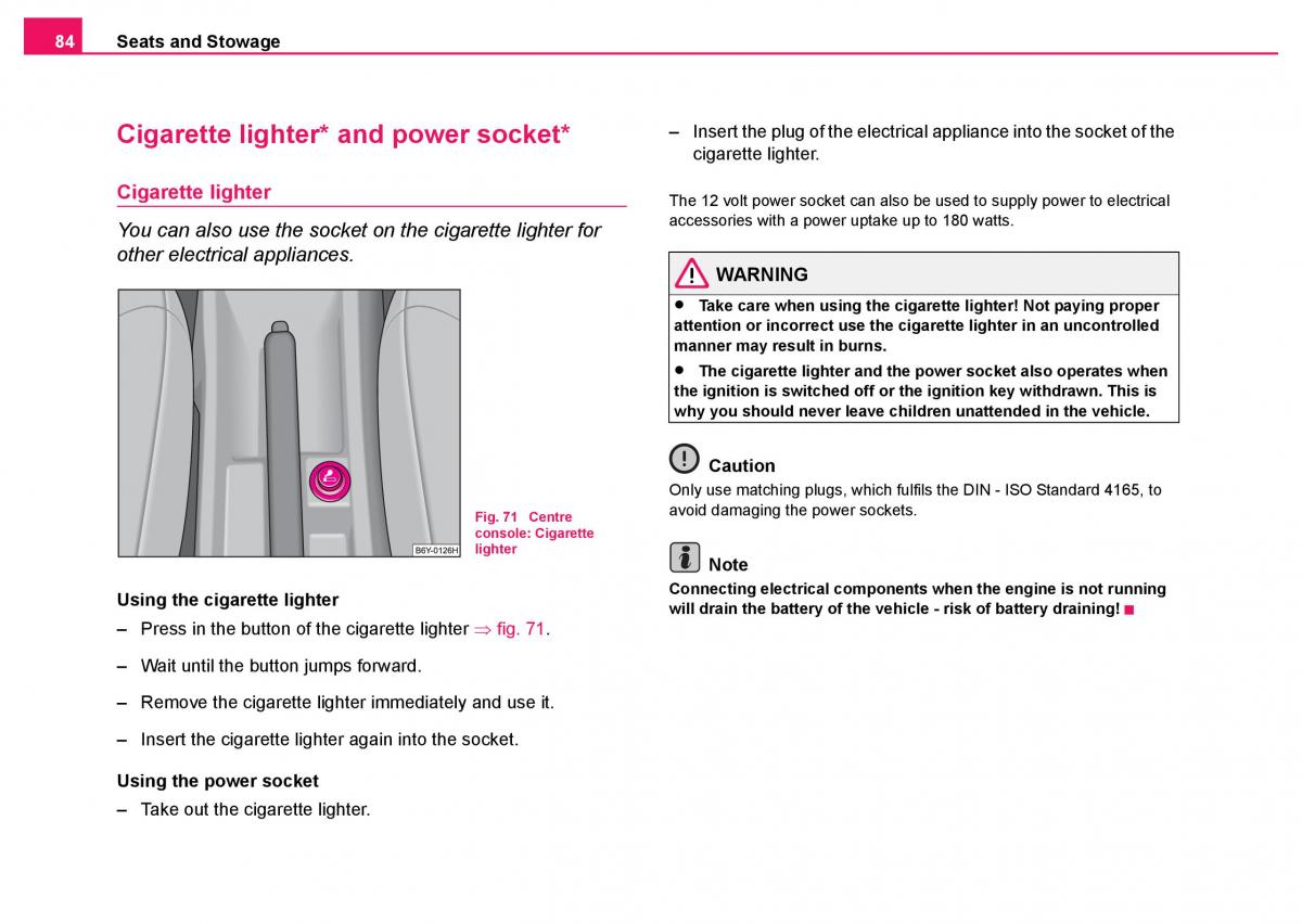 Skoda Fabia I 1 owners manual / page 85