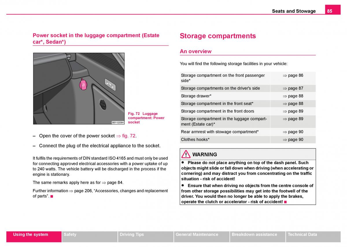 Skoda Fabia I 1 owners manual / page 86