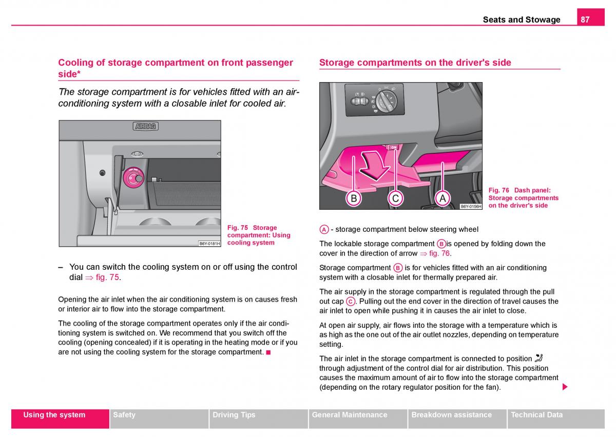 Skoda Fabia I 1 owners manual / page 88