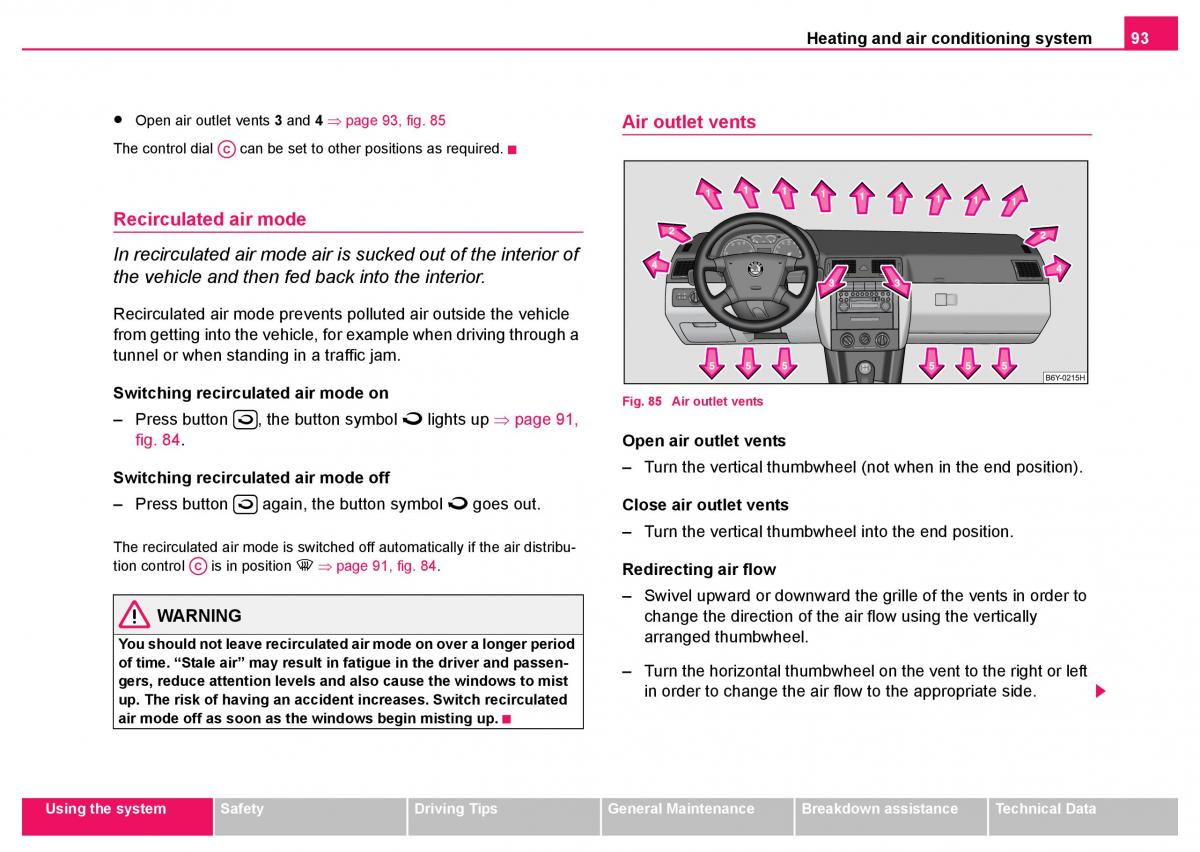 Skoda Fabia I 1 owners manual / page 94