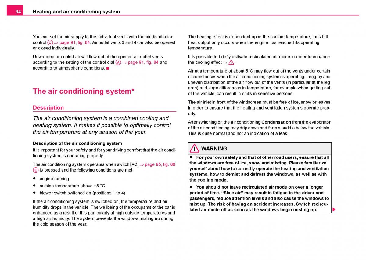 Skoda Fabia I 1 owners manual / page 95