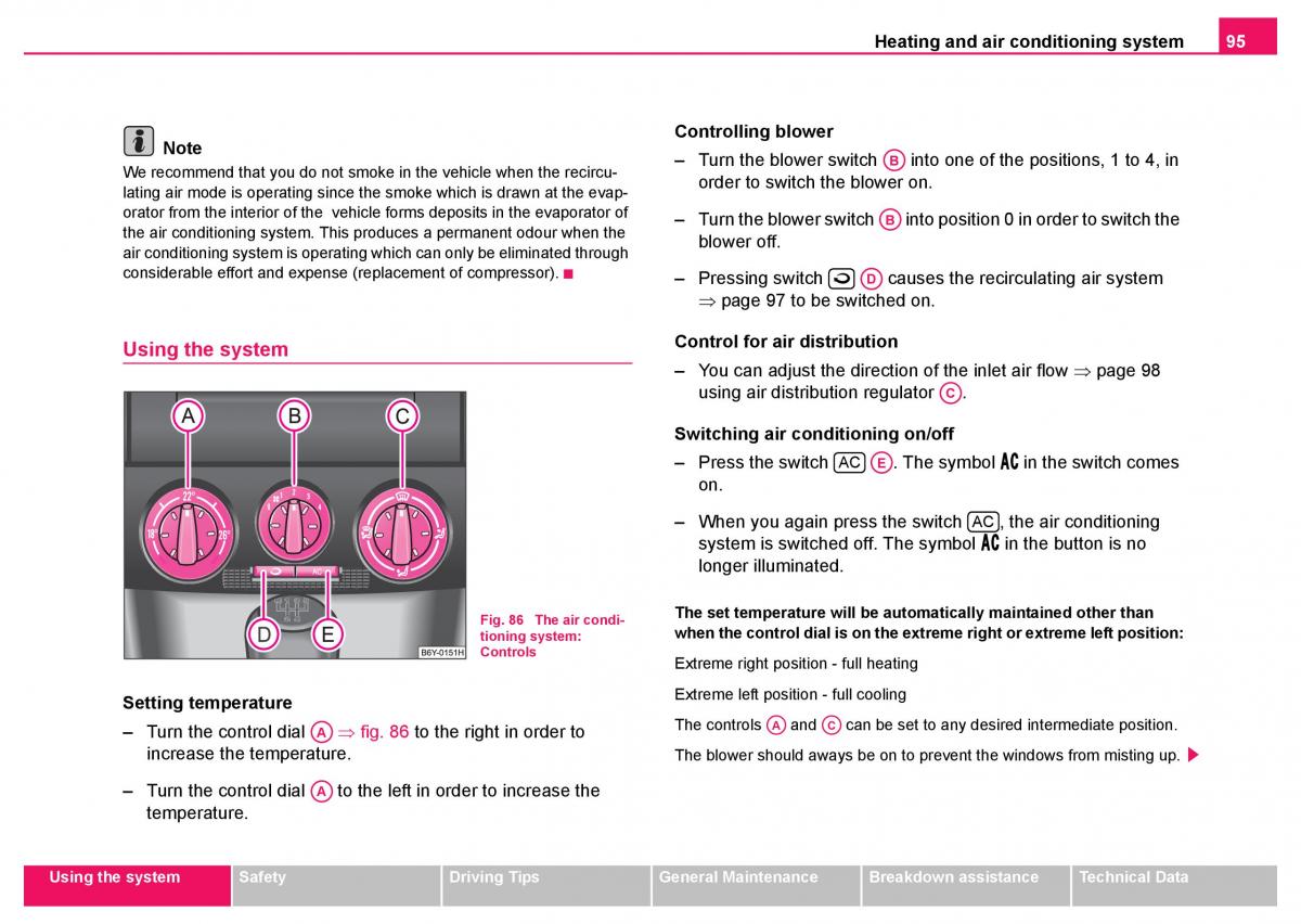 Skoda Fabia I 1 owners manual / page 96