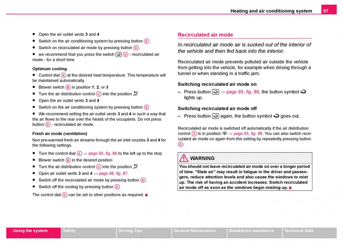 Skoda Fabia I 1 owners manual / page 98