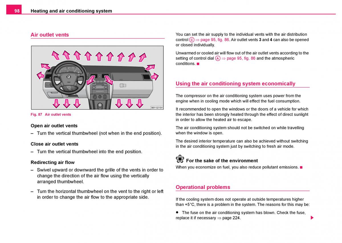 Skoda Fabia I 1 owners manual / page 99