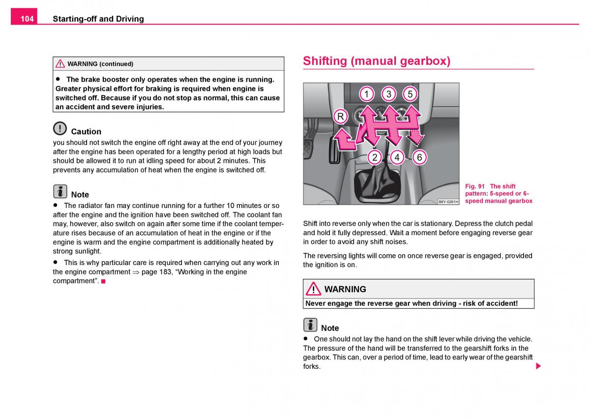 Skoda Fabia I 1 owners manual / page 105