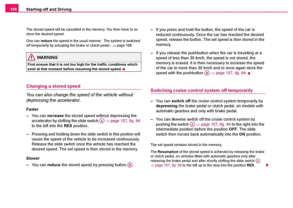 Skoda Fabia I 1 owners manual / page 109