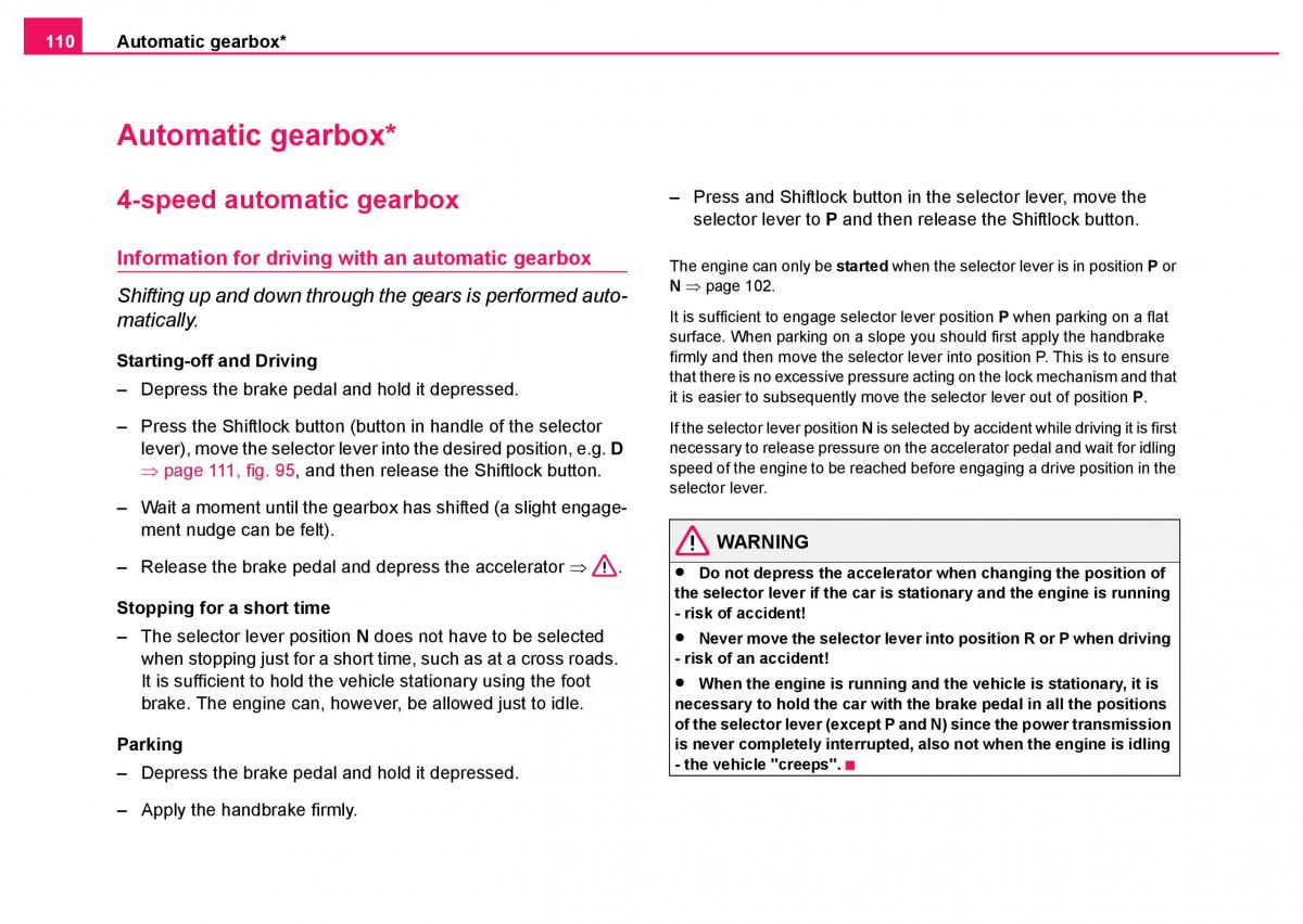 Skoda Fabia I 1 owners manual / page 111