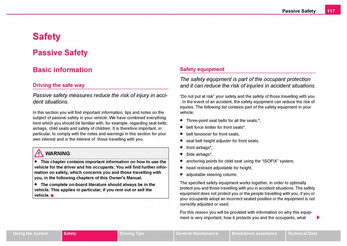 Skoda Fabia I 1 owners manual / page 118