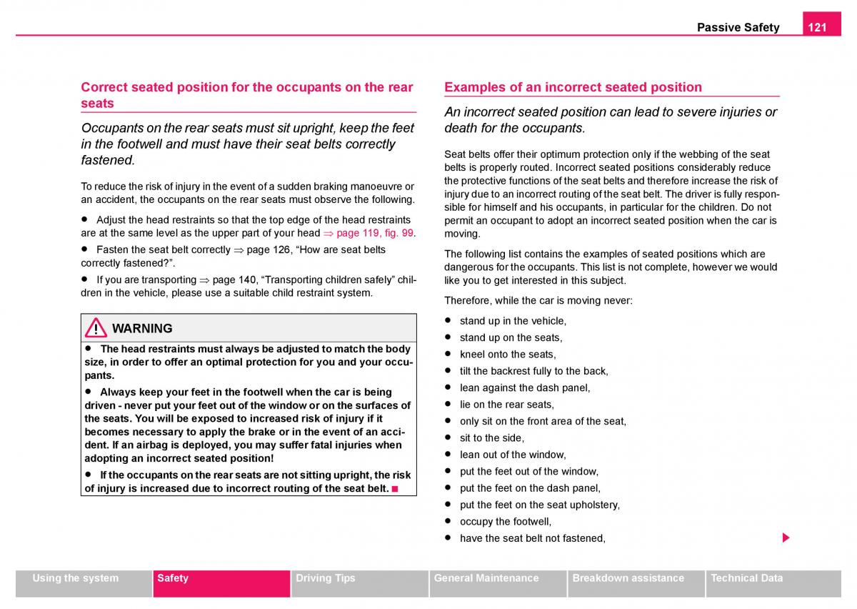 Skoda Fabia I 1 owners manual / page 122