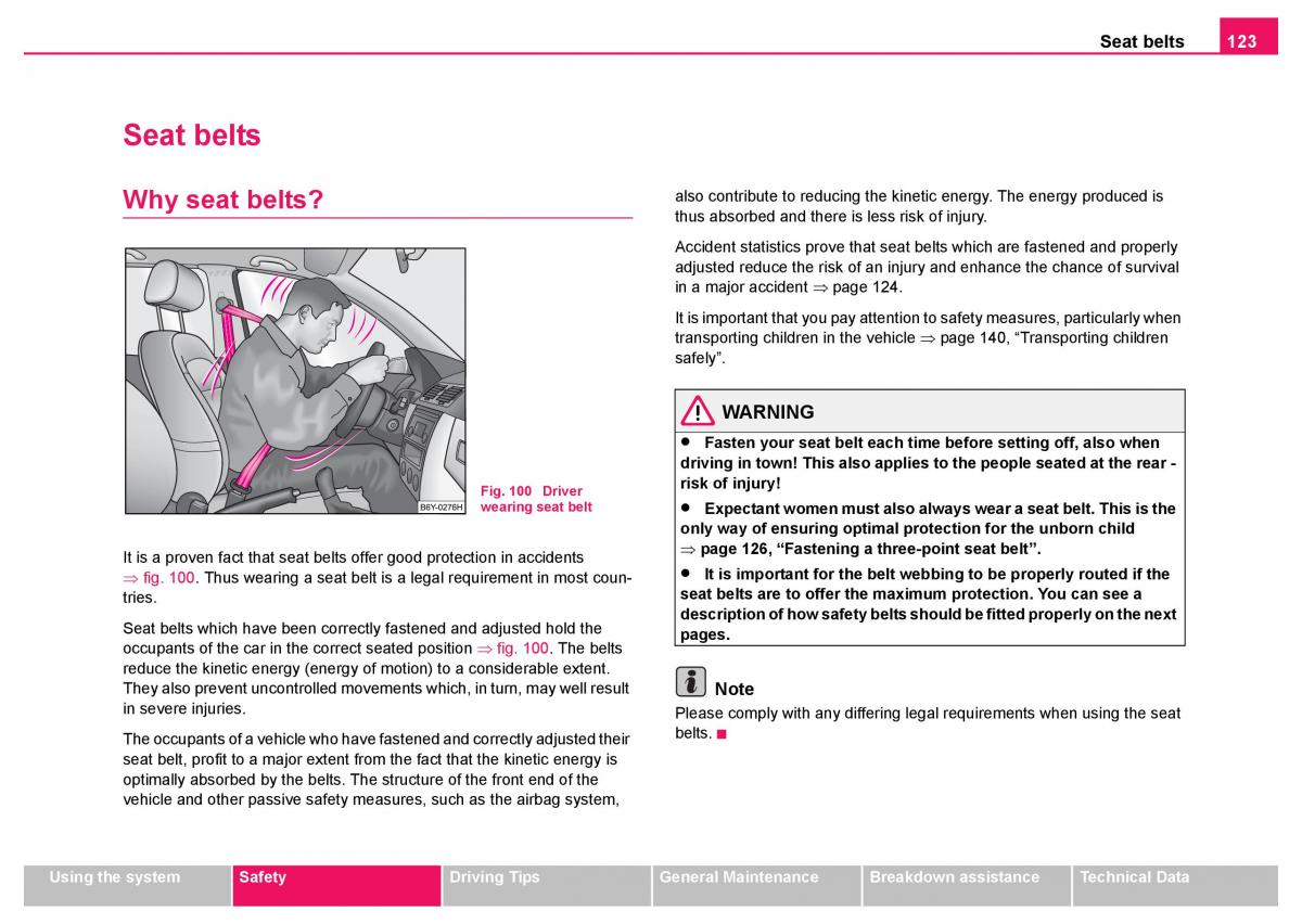 Skoda Fabia I 1 owners manual / page 124