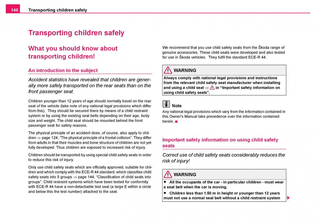 Skoda Fabia I 1 owners manual / page 141