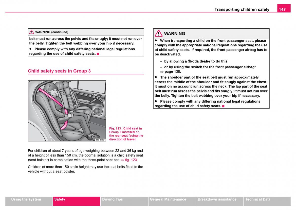 Skoda Fabia I 1 owners manual / page 148