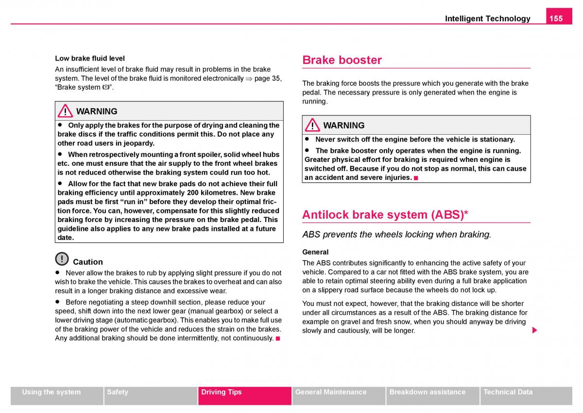 Skoda Fabia I 1 owners manual / page 156