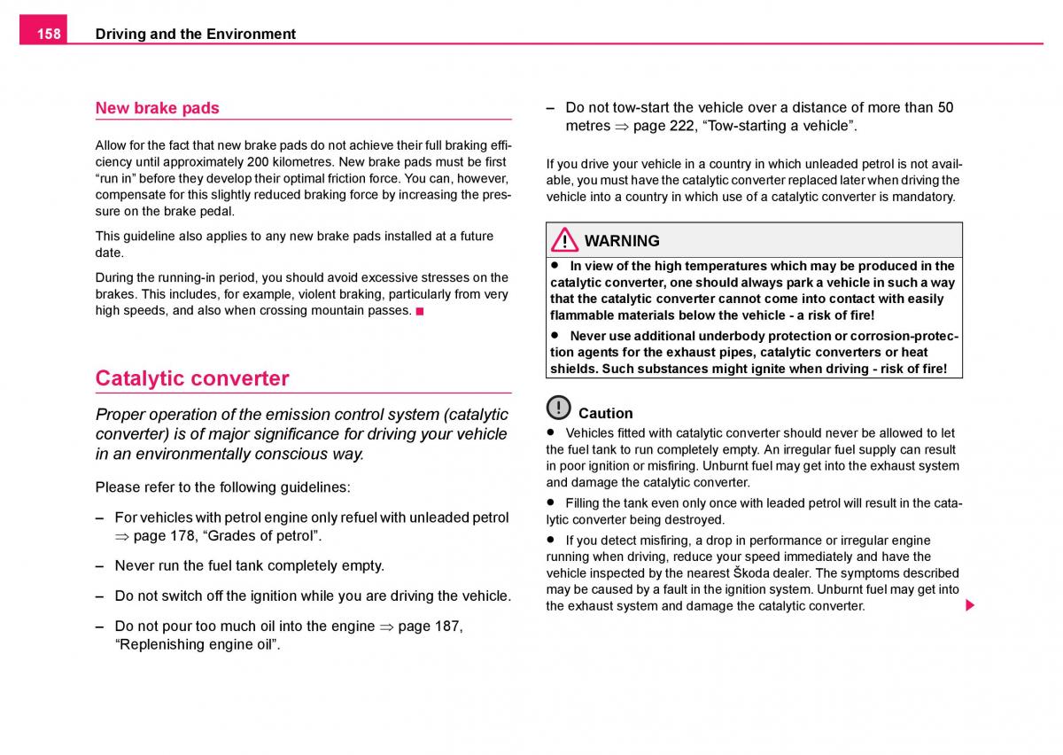 Skoda Fabia I 1 owners manual / page 159