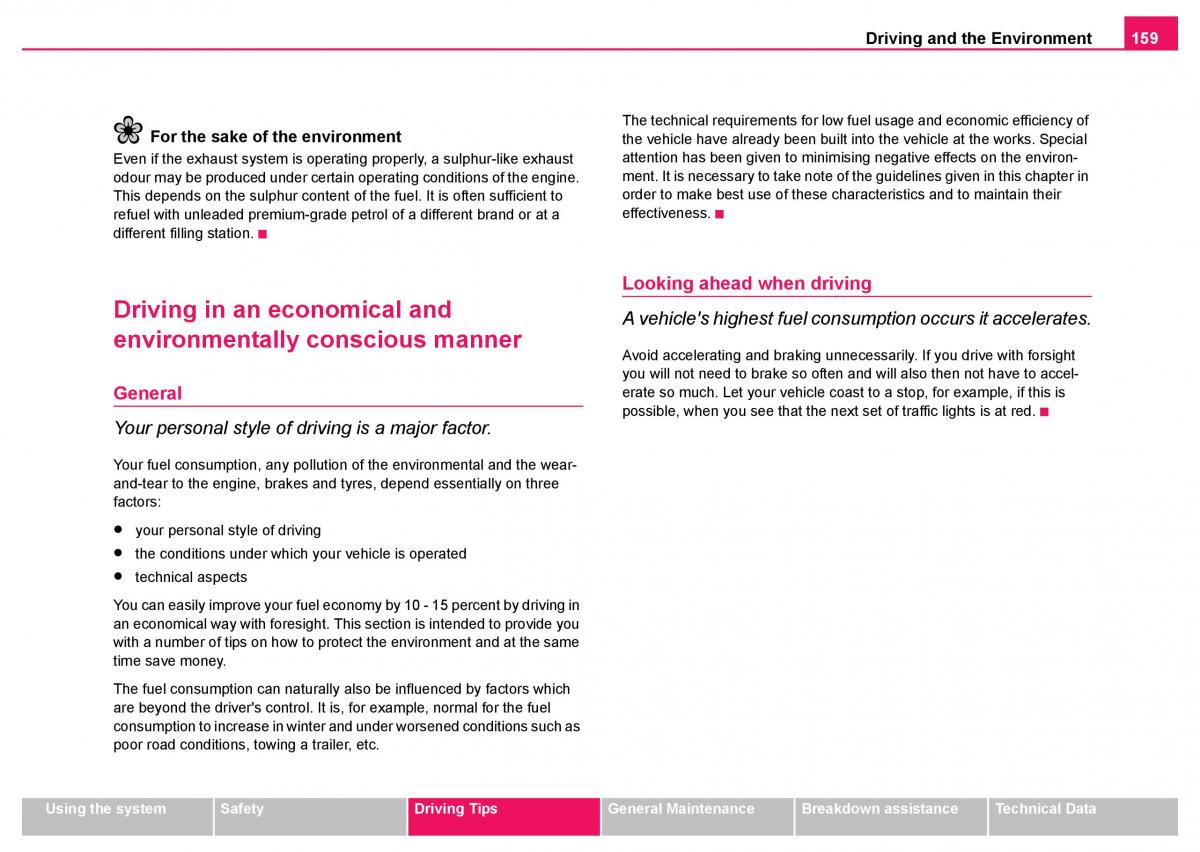 Skoda Fabia I 1 owners manual / page 160