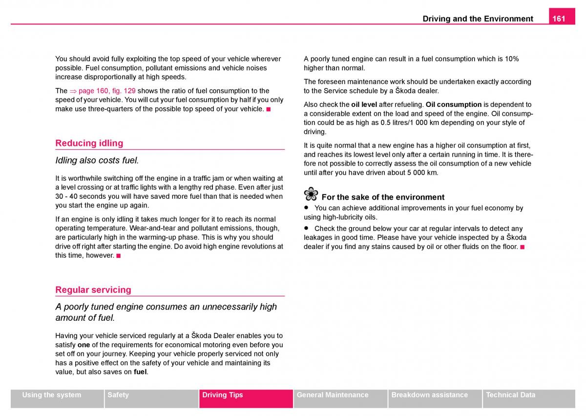 Skoda Fabia I 1 owners manual / page 162