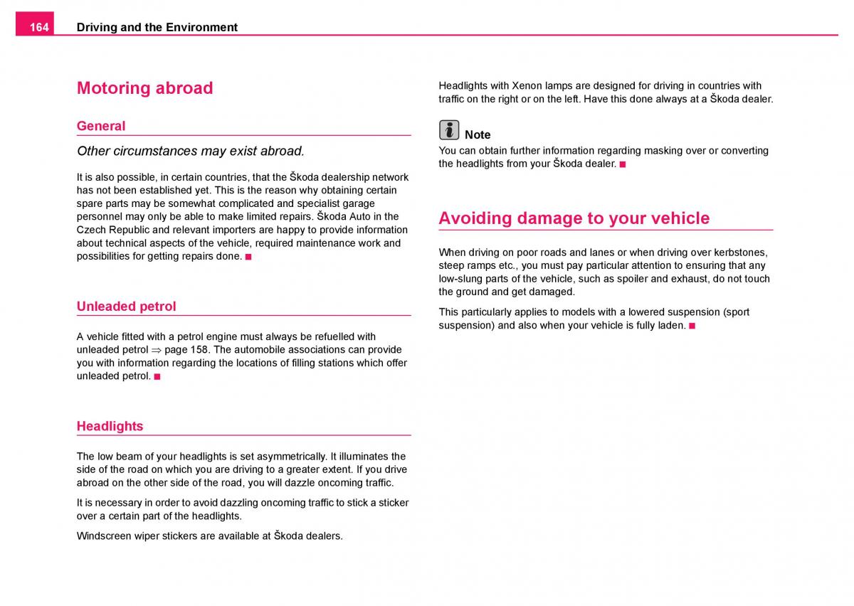 Skoda Fabia I 1 owners manual / page 165