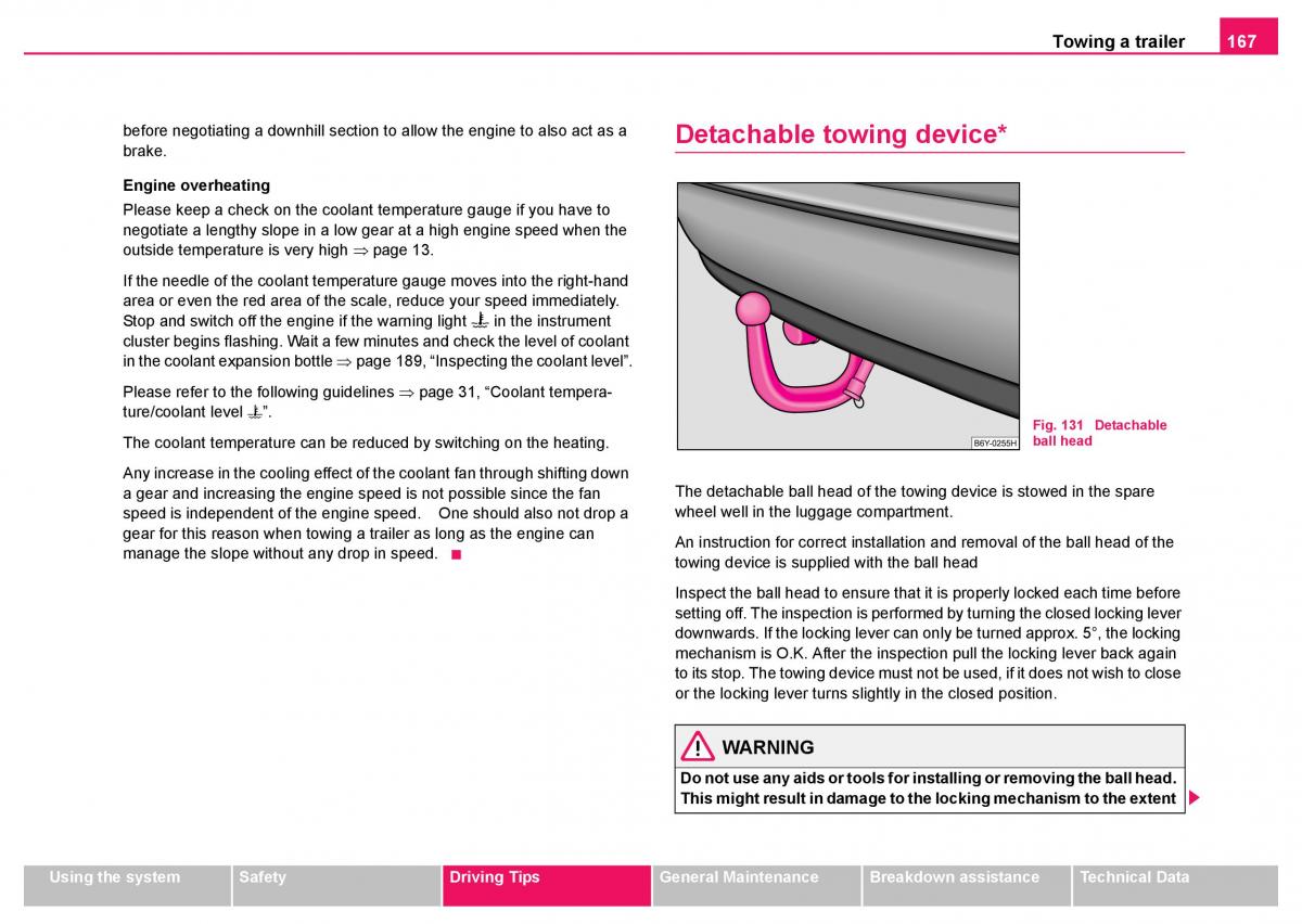 Skoda Fabia I 1 owners manual / page 168