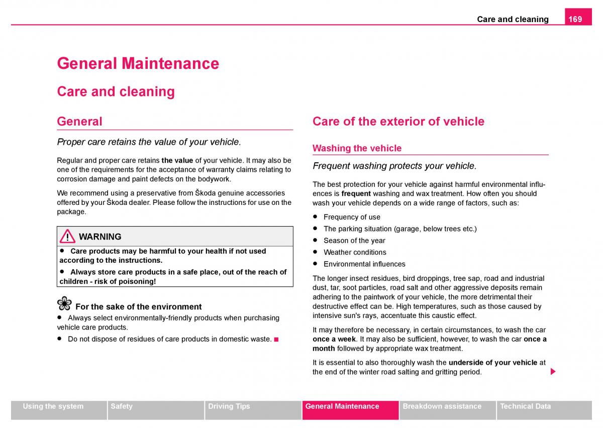 Skoda Fabia I 1 owners manual / page 170