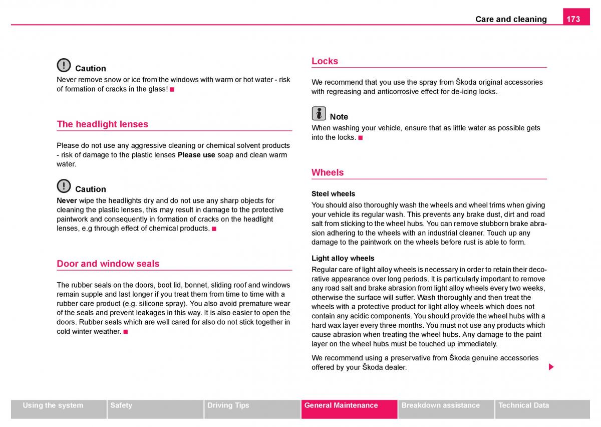 Skoda Fabia I 1 owners manual / page 174