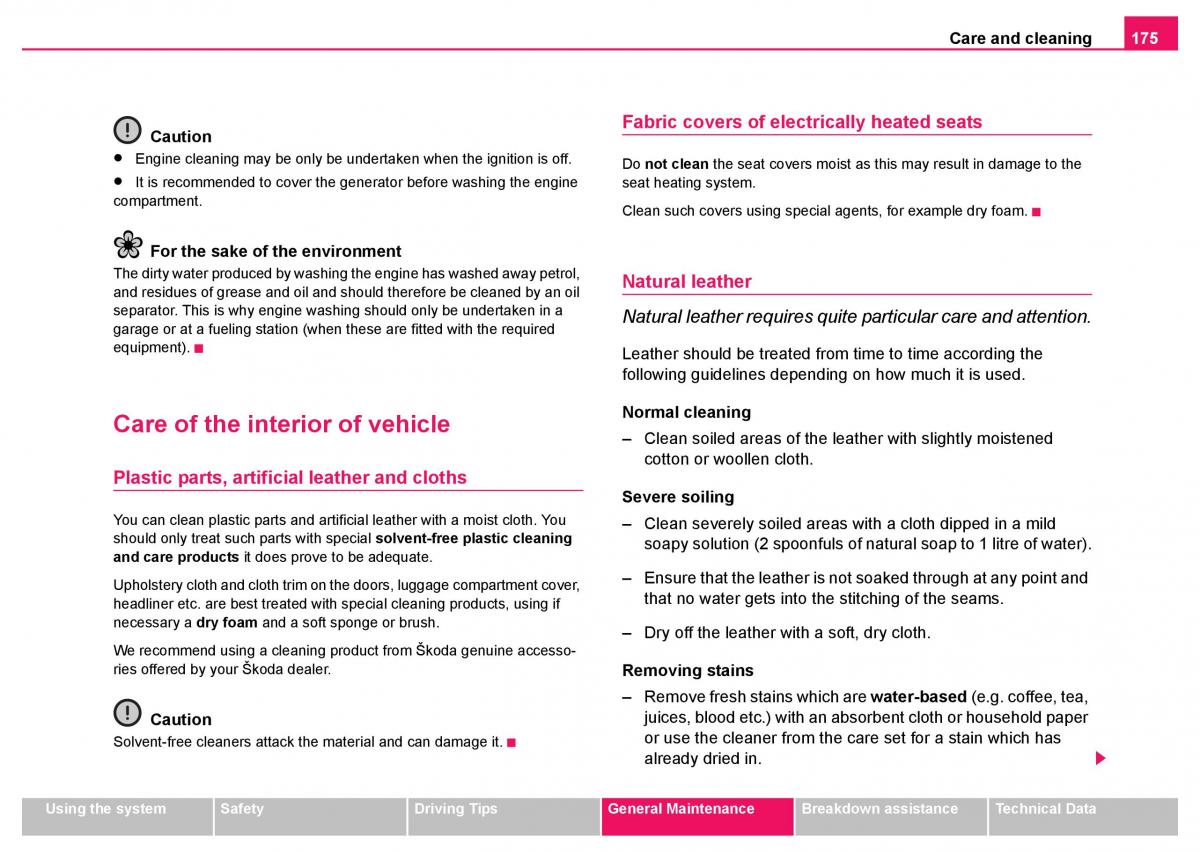 Skoda Fabia I 1 owners manual / page 176