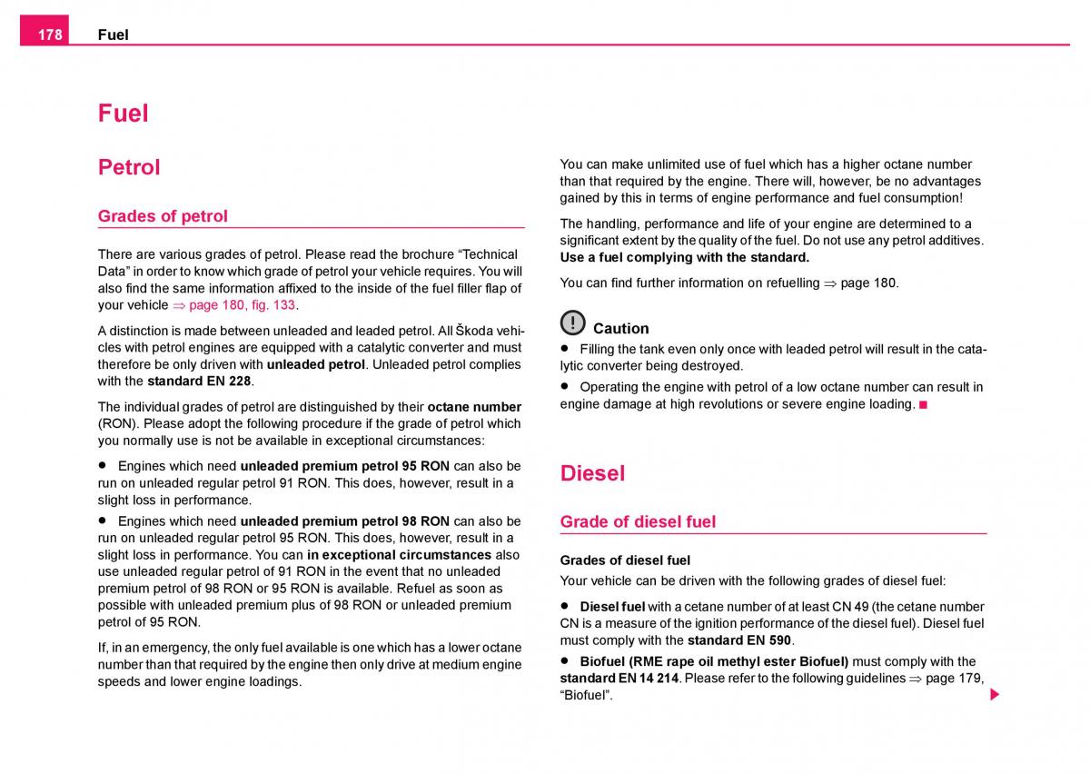 Skoda Fabia I 1 owners manual / page 179