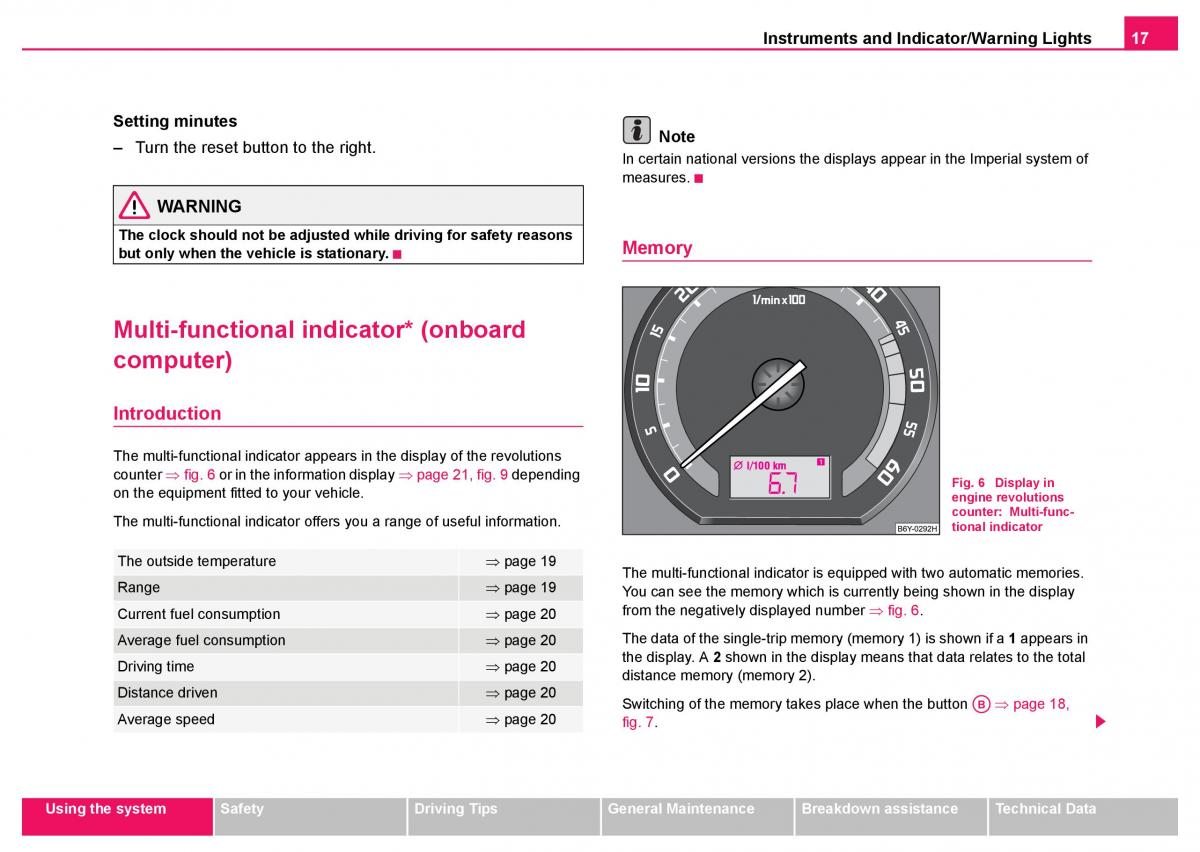 Skoda Fabia I 1 owners manual / page 18