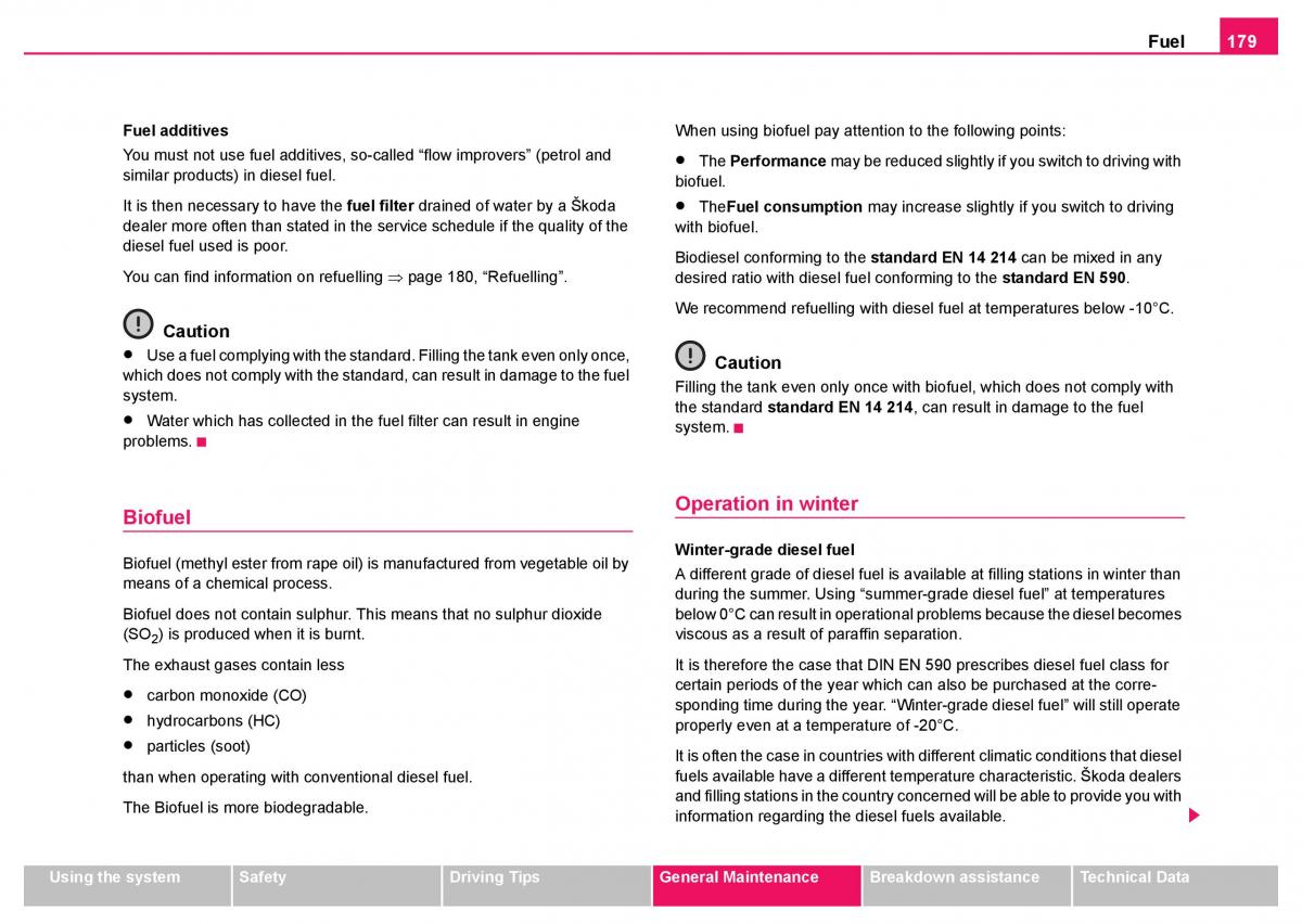 Skoda Fabia I 1 owners manual / page 180