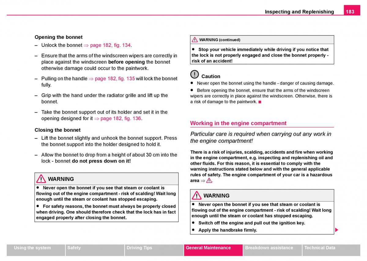 Skoda Fabia I 1 owners manual / page 184