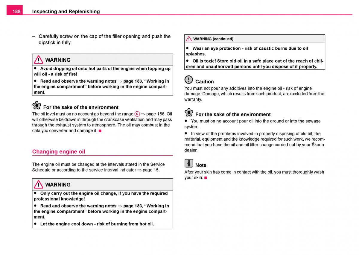 Skoda Fabia I 1 owners manual / page 189